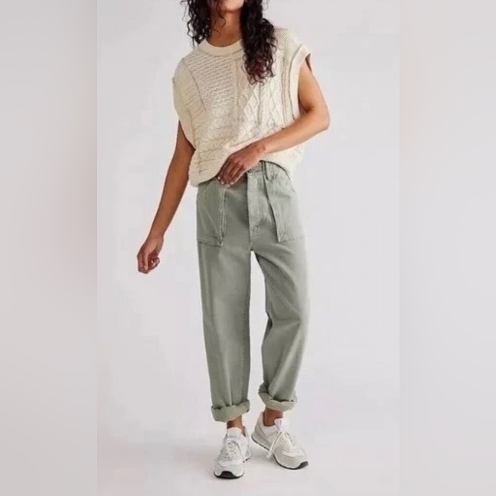 NWT MOTHER High Waisted Curbside Utility Sneak Pants in Spoiler Alert Women's 30